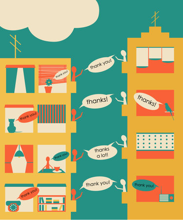 People thanking each other during International Thank You Dayのイラスト素材