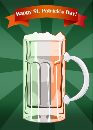 Saint Patrick s Day beer glass in colors of Irish flagのイラスト素材