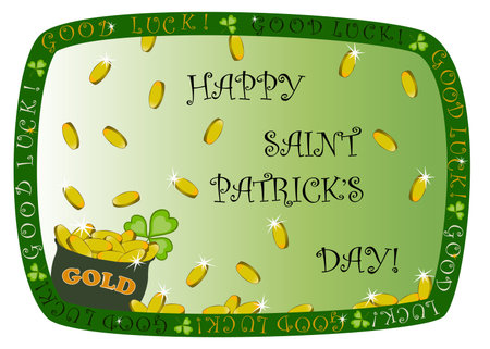 Saint Patrick s Day frame with pot of goldのイラスト素材