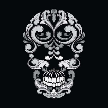 Skull Ornamental Indonesian Styleのイラスト素材