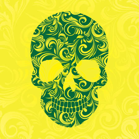 Skul Swirl Yellow Ornamentalのイラスト素材