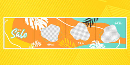 Summer social media design. Illustration of an abstract background. Social media vector template. Summer, beach, tropical concept.のイラスト素材