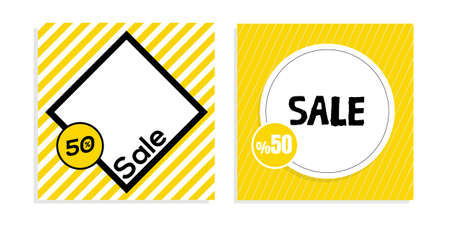 Editable post templates for social media ads and Web banner ads for your product promotion. with a minimalist design in yellow, white and black. Perfect for your product promotion.のイラスト素材