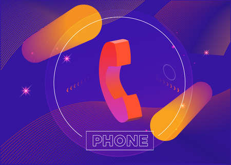 Modern 3d classic phone abstract design. Telephone vector pattern background.のイラスト素材