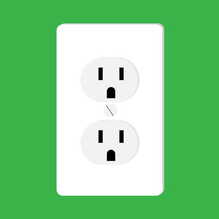 power outlet. Double electric socket. green background. Vector power socket. Basic vector design. Plastic energy socket. green socket.のイラスト素材