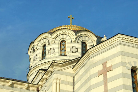 St Vladimir's Cathedral in Chersonese near Sevastopolの写真素材