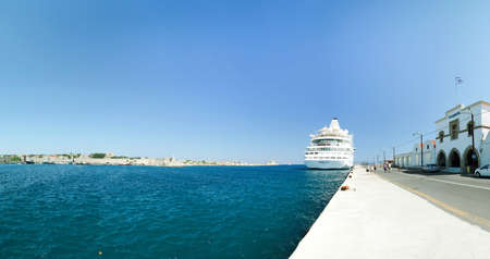 Cruise ship in the harbour of Rhodes, Greeceの写真素材
