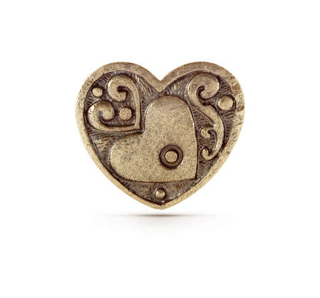 Bronze heart symbol on isolated backgroundの写真素材