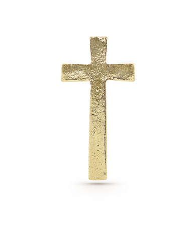 Gold cross symbol on isolated backgroundの写真素材