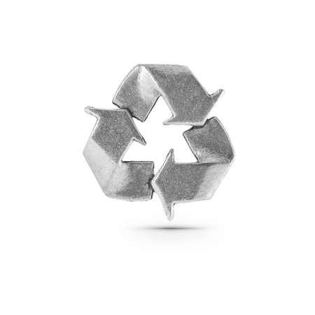 Metallic recycling symbol on isolated backgroundの写真素材