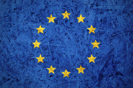 Flag of European Union on the cement textureの写真素材