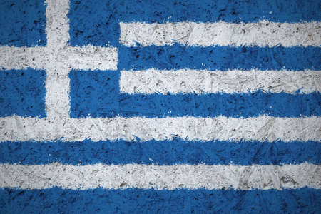 Flag of Greece on the concrete textureの写真素材