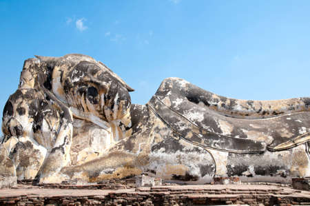 Reclining Buddha in Ayutthaya historical park.の写真素材