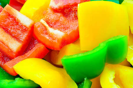 sliced colorful bel pepperの写真素材