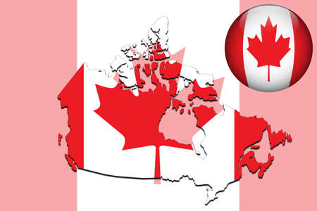 Canada map and glossy ball with flag pattern のイラスト素材