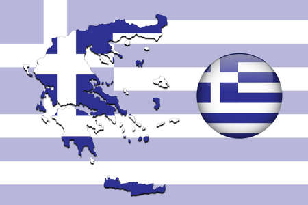 Greece map and glossy ball with flag pattern のイラスト素材