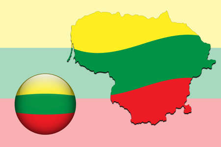 Lithuania map and glossy ball with flag patternのイラスト素材