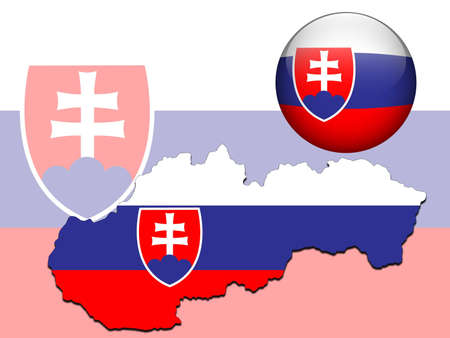 Slovakia map and glossy ball with flag patternのイラスト素材