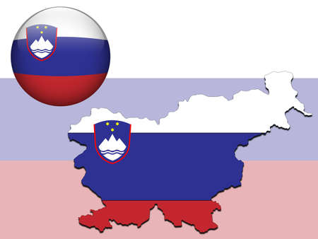 Slovenia map and glossy ball with flag patternのイラスト素材