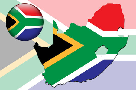 South Africa map and glossy ball with flag patternのイラスト素材