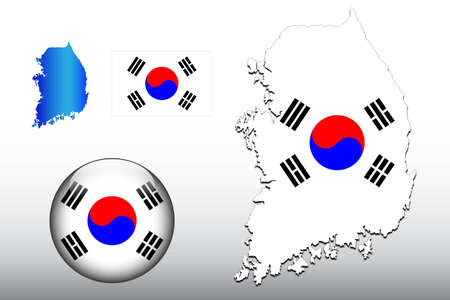 South Korea map and glossy ball with flag patternのイラスト素材