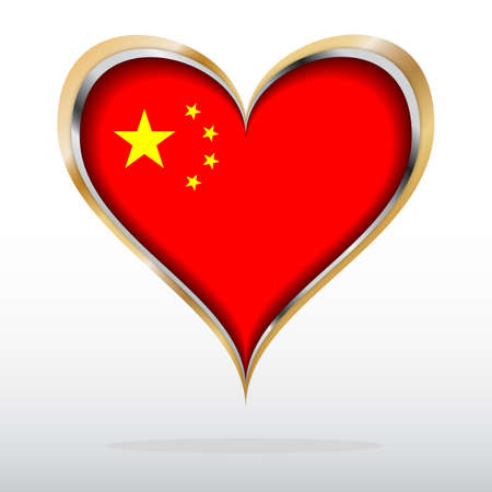 illustration of Chinese Flag in Golden Heartのイラスト素材