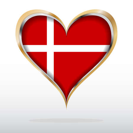 illustration of Denmark Flag in Golden Heartのイラスト素材