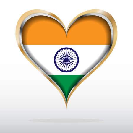 illustration of India Flag in Golden Heartのイラスト素材