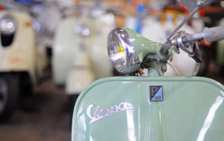Nakornpathom, Thailand. - October 23, 2010 - The old Motorcycles Vespa 150 was shown in Jesada Technik Museum, Nakornchaisri, Nakornpathom, Thailand.のeditorial素材