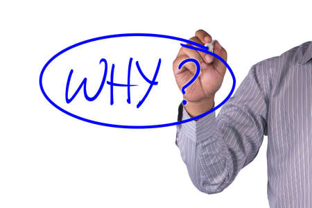 Concept image handwriting marker and write Why Question isolated on white backgroundの写真素材