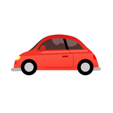 Small round car flat vector illustration. Car isolated icon.のイラスト素材