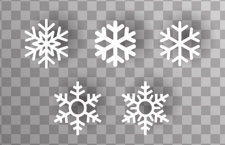 Winter snowlakes vector set with five elementsのイラスト素材