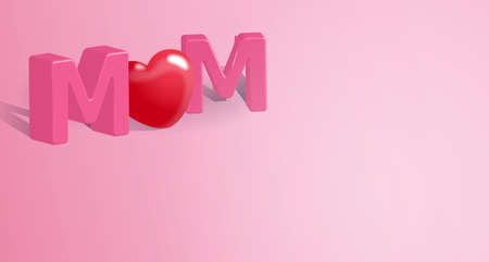 3D Mom letters vector illustration. Celebration of motherhood. Mother's Day banner or background with the word mom.のイラスト素材
