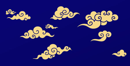 Chinese decorative elements auspicious clouds vector set. Asian decorative clouds elements for lunar new year festival or cny.のイラスト素材