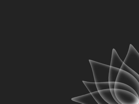 abstract black background with purple flower in the cornerの写真素材