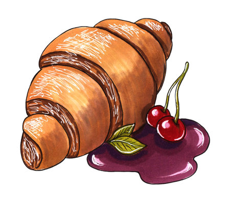 Sketch croissant isolated on whiteの写真素材