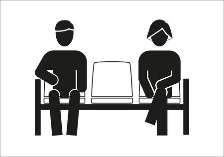 Waiting area icon with figures of man and womanのイラスト素材