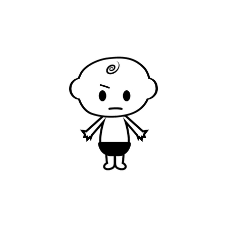 Little boy angry icon. Baby element icon. Premium quality graphic design icon. Signs, outline symbols collection icon for websites, web design, mobile app, info graphics on white background.のイラスト素材
