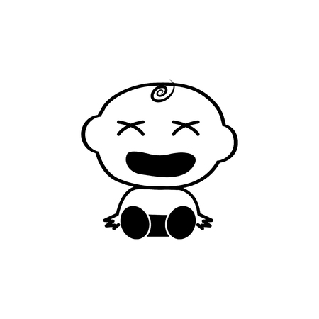 Baby boy dissatisfied icon. Baby element icon. Premium quality graphic design icon. Signs, outline symbols collection icon for websites, web design, mobile app, info graphics on white background.のイラスト素材