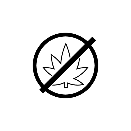 No cannabis icon. Human weakness, Addiction element icon. Premium quality graphic design. Signs, outline symbols collection icon for websites, web design, mobile app, info graphics on white background.のイラスト素材