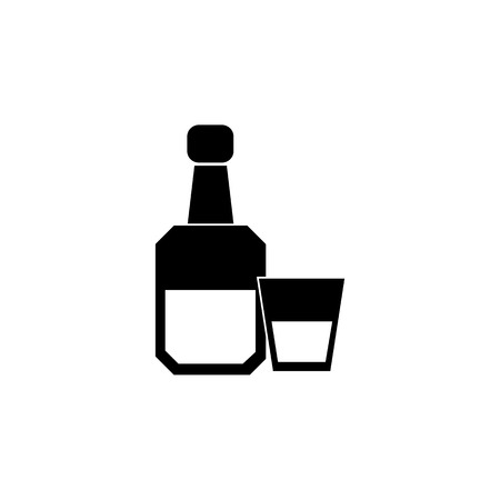 Alcohol bottle with glass icon. Human weakness, Addiction element icon. Premium quality graphic design. Signs, outline symbols collection icon for websites, web design on white background.のイラスト素材