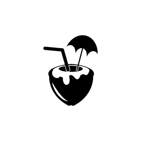 Coconut cocktail icon on white background illustration.のイラスト素材