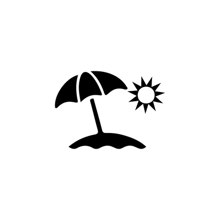 Sun Umbrella Icon. Beach holidays simple icon. Travel element icon. Premium quality graphic design. Signs, outline symbols collection icon for websites, web design on white backgroundのイラスト素材