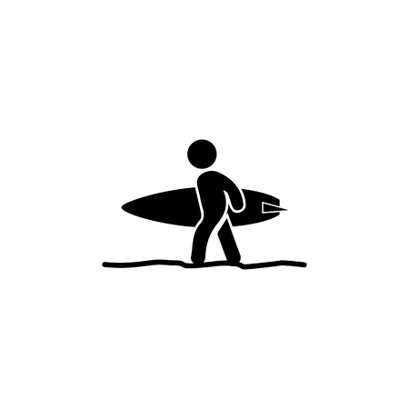 Surfer icon. Beach holidays simple icon. Travel element icon. Premium quality graphic design. Signs, outline symbols collection icon for websites, web design on white background.のイラスト素材