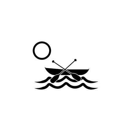 Boat with paddle icon. Travel element icon. Premium quality graphic design. Signs, outline symbols collection icon for websites on water icon on white background.のイラスト素材