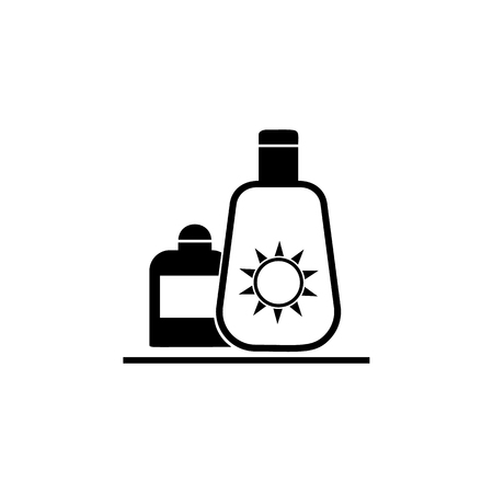 Sun cream icon. Beach holidays simple icon. Travel element icon. Premium quality graphic design. Signs, outline symbols collection icon for websites, web design on white background.のイラスト素材