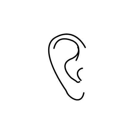 Vector line ear Icon. Body part element. Premium quality graphic design. Signs, outline symbols collection, simple thin line icon for websites, web design, mobile app, info graphics on white backgroundのイラスト素材