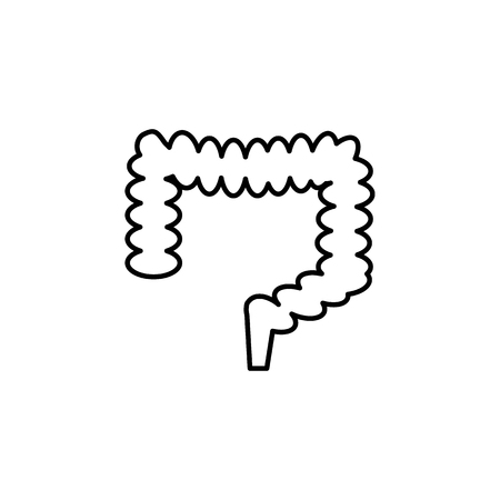 Large intestine icon. Body part element. Premium quality graphic design. Signs, outline symbols collection, simple thin line icon for websites, web design, mobile app, info graphics on white background.のイラスト素材