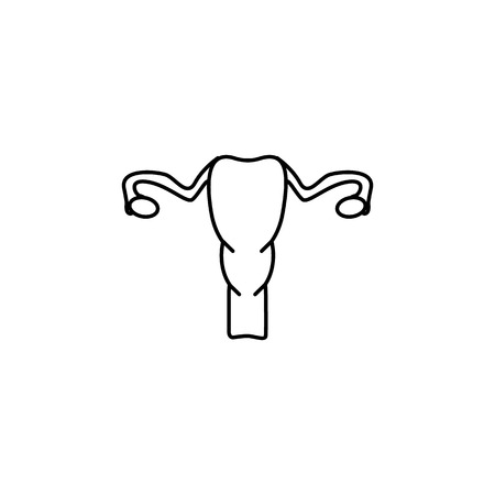 Gynecology icon uterus. Body part element. Premium quality graphic design. Signs, outline symbols collection, simple thin line icon for websites, web design, mobile app, info graphic on white background.のイラスト素材