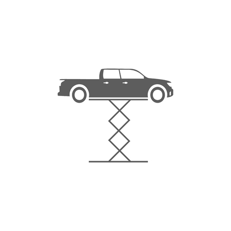 Car on a lift icon. Elements of car repair icon. Premium quality graphic design. Signs, outline symbols collection icon for websites, web design, mobile app, info graphic on white backgroundのイラスト素材